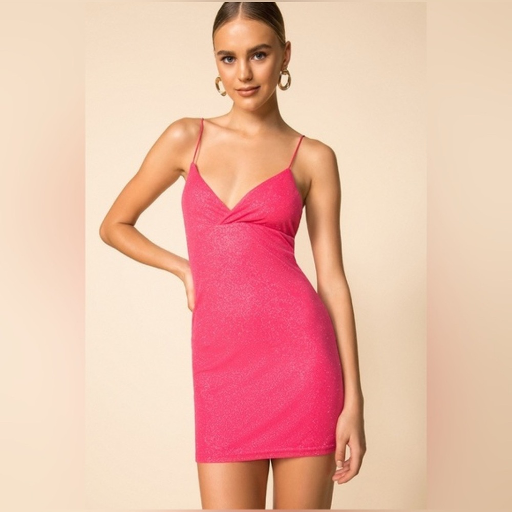 Revolve Superdown Sydney Pink Sparkle Mini Dress Size M